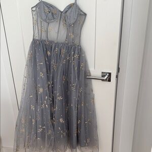 Lurelly bluish gray Tulle Star-Embellished Dress